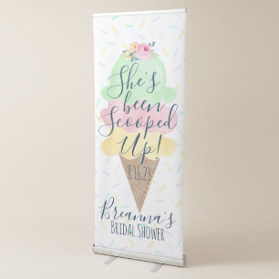 She's Been Scooped Up Ice Cream Bridal Shower Retractable Banner