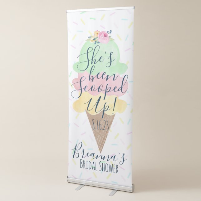 She's Been Scooped Up Ice Cream Bridal Shower Retractable Banner (3/4)