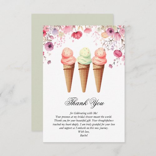 Shes Been Scooped Up Ice Cream  Bridal Shower Thank You Card