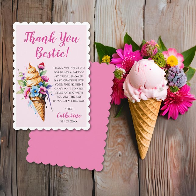 She's Been Scooped Up Ice Cream Bridal Shower  Thank You Card (Creator Uploaded)