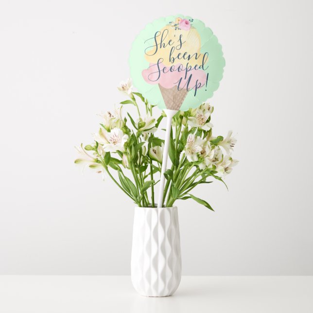 She's Been Scooped Up Ice Cream Green Centerpiece Balloon (Vase)