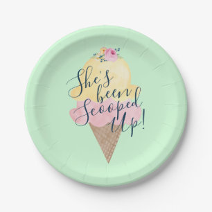She's Been Scooped Up Ice Cream Green Paper Plates