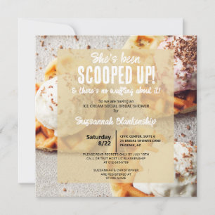 She's Been Scooped Up Ice Cream Heart Waffle Invitation