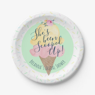 She's Been Scooped Up Ice Cream Personalized Paper Plates