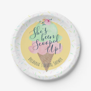 She's Been Scooped Up Ice Cream Personalized Paper Plates
