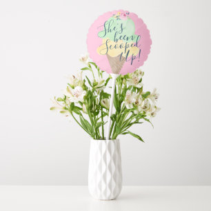 She's Been Scooped Up Ice Cream Pink Centerpiece Balloon