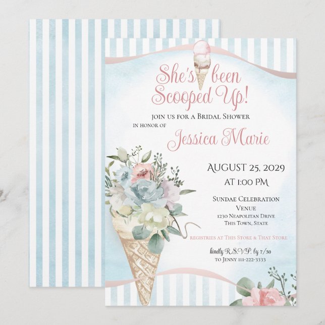 She's Been Scooped Up Ice Cream Shower Invitation (Front/Back)