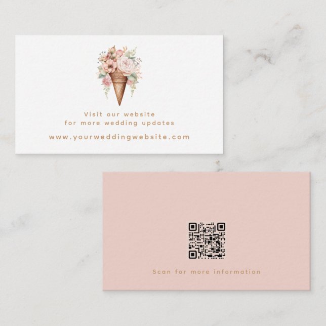 She's Been Scooped Up Ice Cream Wedding Website Enclosure Card (Front/Back)