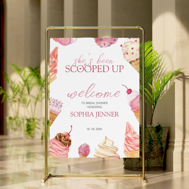 She's been Scooped Up Ice Cream Welcome Sign (she's been scoope up bridal shower welcome sign)