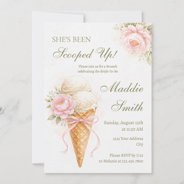 She's Been Scooped Up Invitation (Front)
