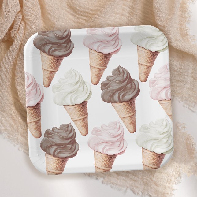 She's Been Scooped Up Neapolitan Bridal Shower Paper Plates (Creator Uploaded)