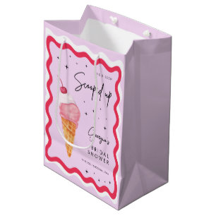 She's Been Scooped Up Pink and Red Wavy Retro Medium Gift Bag