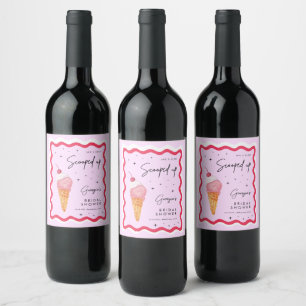She's Been Scooped Up Pink and Red Wavy Retro Wine Label