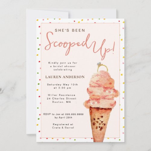 Shes  been scooped up Pink Bridal Shower Invitation