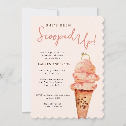 Shes  been scooped up Pink Bridal Shower  Invitation