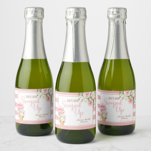 Shes Been Scooped Up Stripe Custom MINI  Sparkling Wine Label