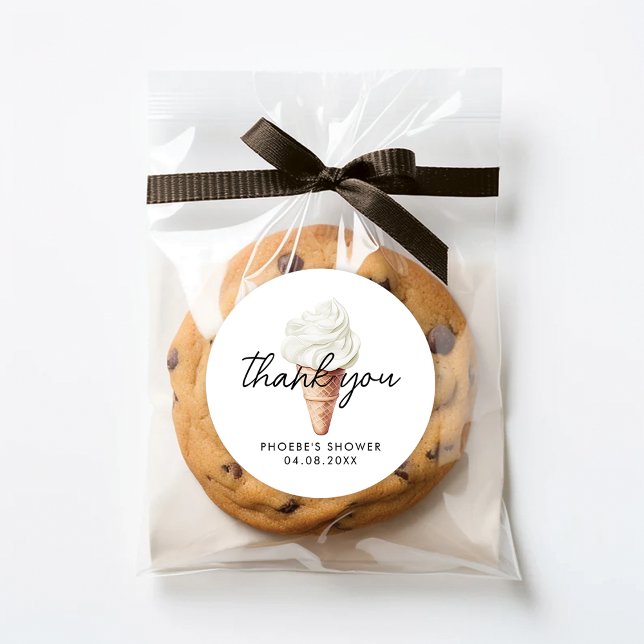 She's Been Scooped Up Vanilla Bridal Shower Favor Classic Round Sticker (Creator Uploaded)