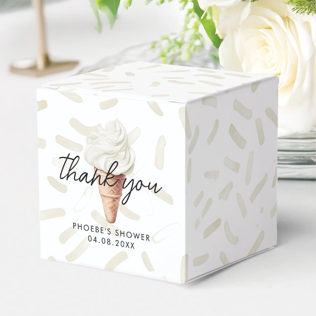 She's Been Scooped Up Vanilla Bridal Shower Square Favor Boxes (Creator Uploaded)