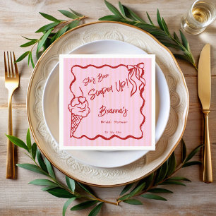 She's been scooped up wavy border sketch bridal napkins