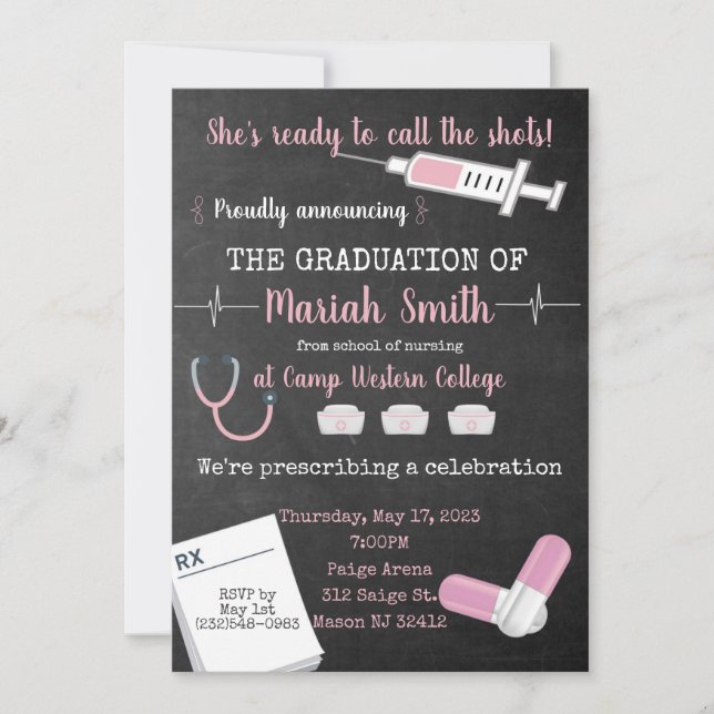 She's Calling the Shots! Graduation Invitation (Front)