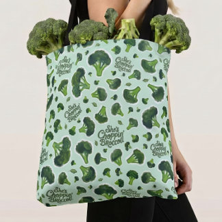She's Choppin' Broccoli Gen X Humor Grocery Tote Bag
