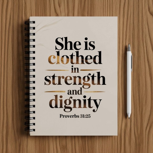 She's clothed in strength. Bible verse notebook  (Creator Uploaded)