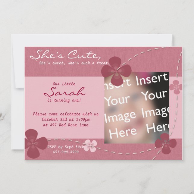 She's Cute Flower Invitation (Front)