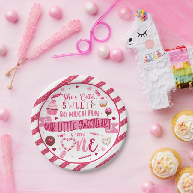 She's Cute She's Sweet & So Much Fun Sweetheart Paper Plates (Party)