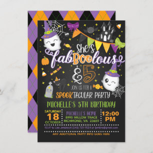 She's Faboolous and FIVE Birthday Invitation - Blk