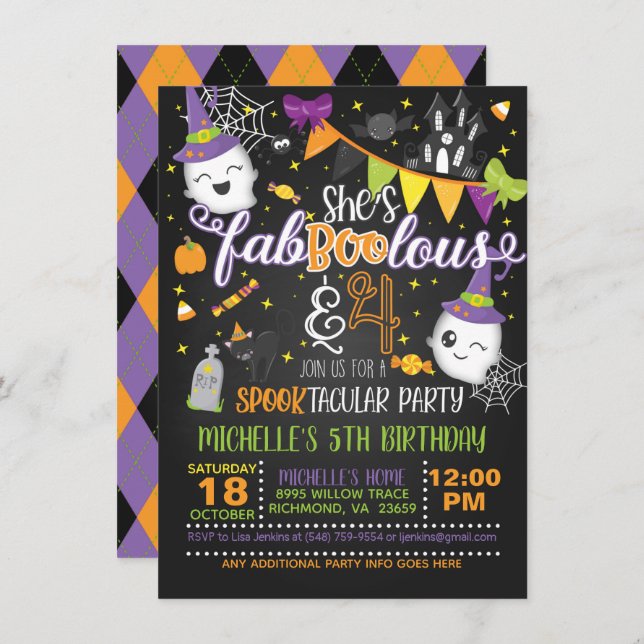 She's Faboolous and FOUR Birthday Invitation - BL (Front/Back)
