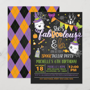 She's Faboolous and SIX Birthday Invitation - Blk