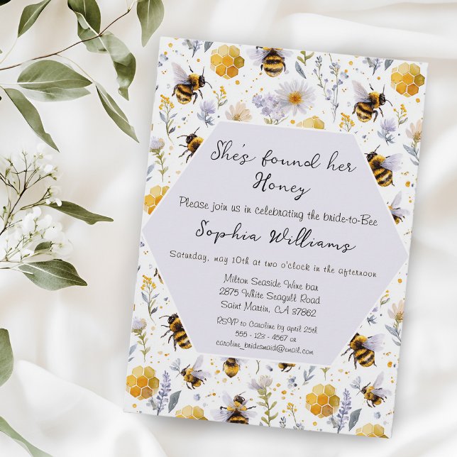 She's Found Her Honey Bees Floral Bridal Shower Invitation (Creator Uploaded)