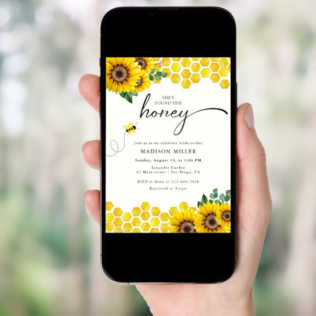 She's Found Her Honey Bridal Shower Bee  Invitation (Front Digital)