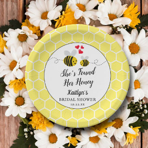 She's Found Her Honey Modern Bee Bridal Shower Paper Plates