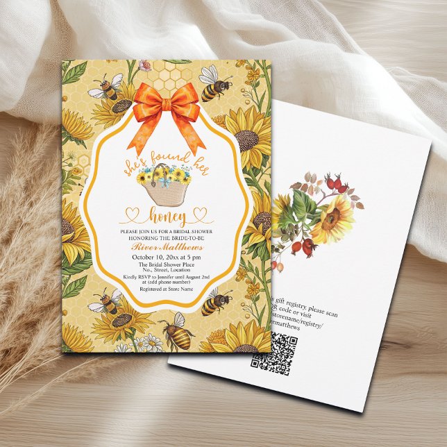 Shes Found Her Honey QR Code Bridal Shower Invitation (Creator Uploaded)