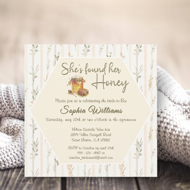She's found her honey stripes bridal shower invitation (Creator Uploaded)