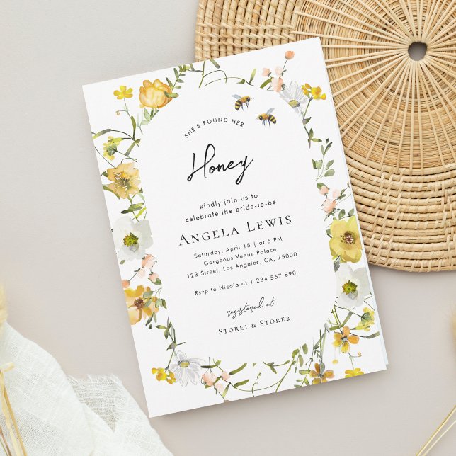She's Found Her Honey Yellow Floral Bridal Shower Invitation (Creator Uploaded)