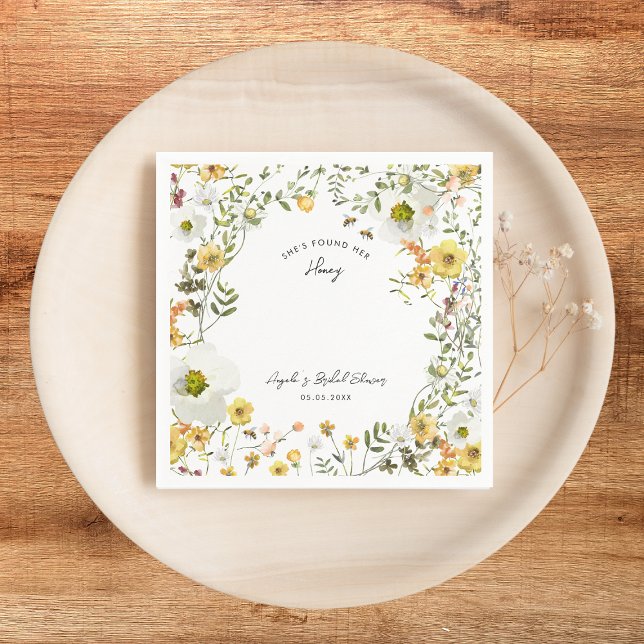 She's Found Her Honey Yellow Floral Bridal Shower Napkins (Creator Uploaded)