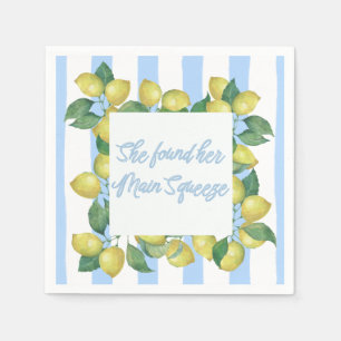 "She's Found Her Main Squeeze" Blue and Lemon Napkins
