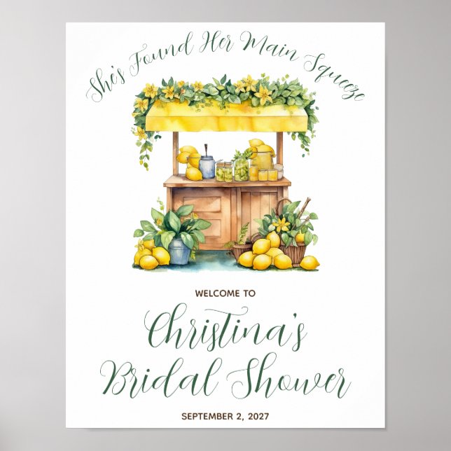 She's found her Main Squeeze Bridal Shower Welcome Poster (Front)