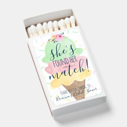 Shes Found Her Match Ice Cream Bridal Matchboxes