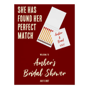 She's Found her Perfect Match Bridal Shower Poster