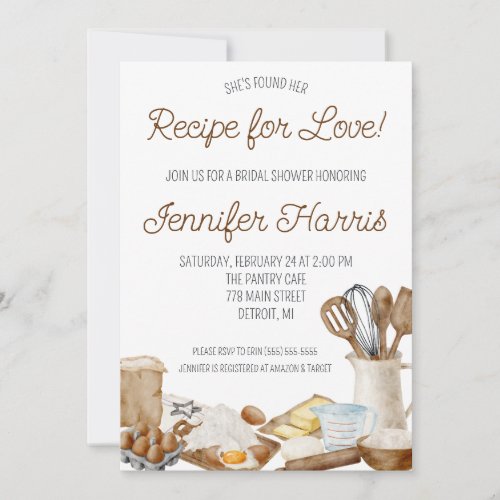 Shes Found her Recipe for Love Bridal Shower Invitation