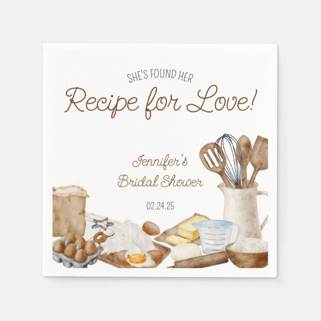 She's Found her Recipe for Love! Bridal Shower Napkins (Front)