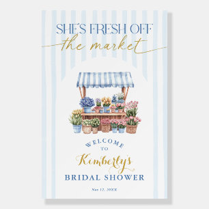 She's Fresh Off the Market Blue Bridal Shower Foam Board
