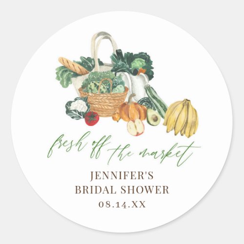 Shes Fresh Off The Market Bridal Shower  Classic Round Sticker