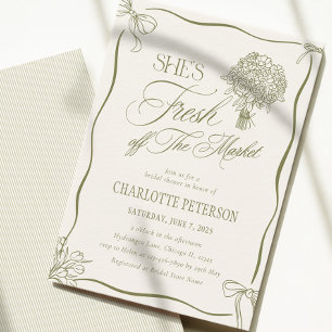 She's Fresh Off the Market Bridal Shower Invitation