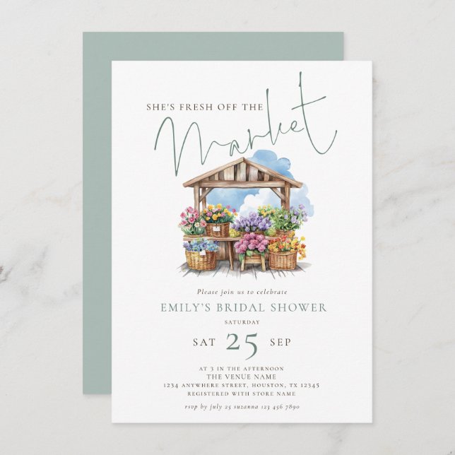 She's Fresh off the Market Bridal Shower Invitation (Front/Back)