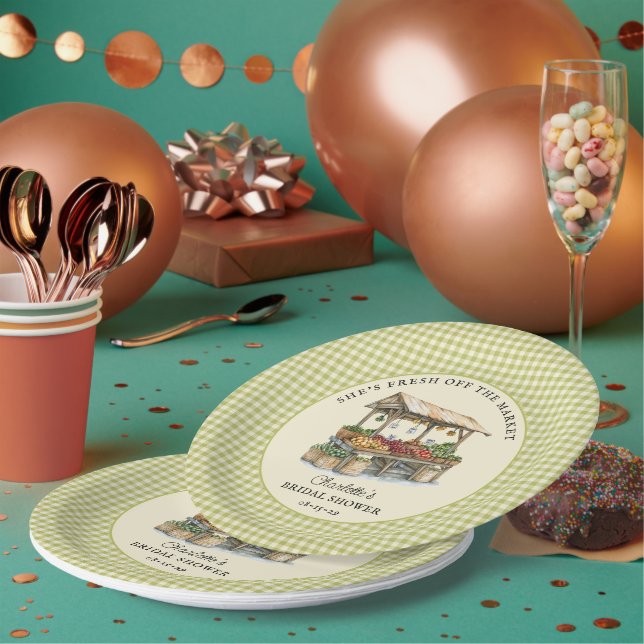 She's Fresh Off the Market Bridal Shower  Paper Plates (Multi)