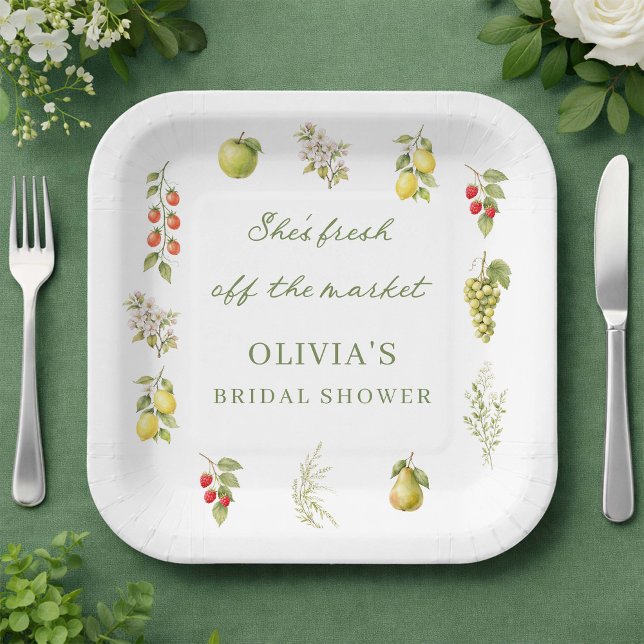 She's Fresh Off The Market  Bridal Shower  Paper Plates (Creator Uploaded)